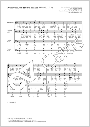 Nun komm, der Heiden Heiland Partitur, Einzelausgabe aus Chorbuch