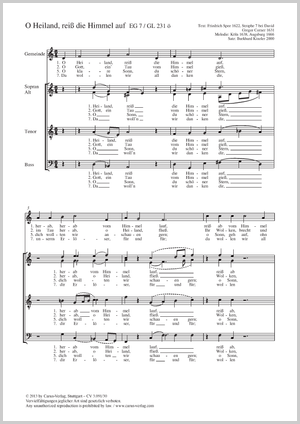 O Heiland, reiß die Himmel auf Partitur, Einzelausgabe aus Chorbuch