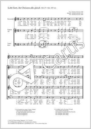 Lobt Gott, ihr Christen alle gleich Partitur, Einzelausgabe aus Chorbuch