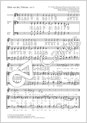 Ehre sei dir, Christe Score, separate edition from a choral collection