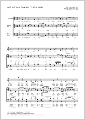Auf, auf, mein Herz, mit Freuden Partition, édition séparée avec recueil de musique chorale