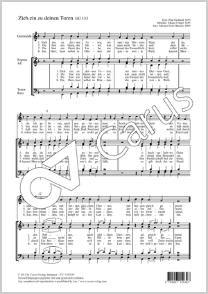 Zieh ein zu deinen Toren Score, separate edition from a choral collection