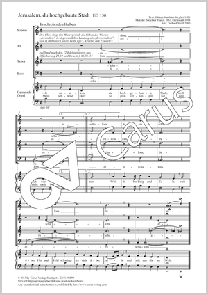 Jerusalem, du hochgebaute Stadt Partition, édition séparée avec recueil de musique chorale, do majeur, In dieser Ausgabe / in this edition: Coro SATB, Gde, Org
