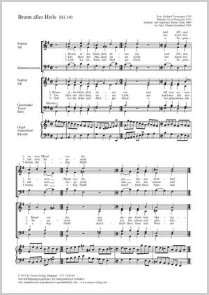 Brunn alles Heils Partition, édition séparée avec recueil de musique chorale
