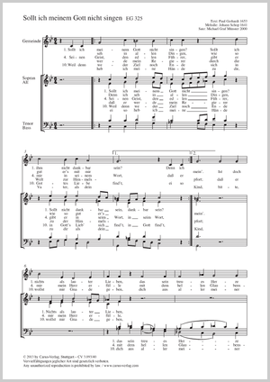 Sollt ich meinem Gott nicht singen Partitur, Einzelausgabe aus Chorbuch