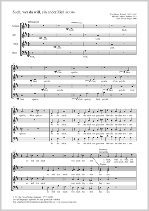 Such, wer da will, ein ander Ziel Score, separate edition from a choral collection
