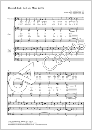 Himmel, Erde, Luft und Meer Partitur, Einzelausgabe aus Chorbuch