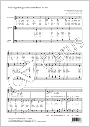 All Morgen ist ganz frisch und neu Score, separate edition from a choral collection