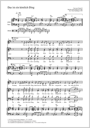 Das ist ein köstlich Ding Partition, édition séparée avec recueil de musique chorale
