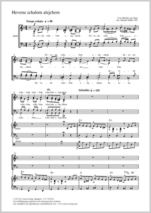 Hevenu schalom alejchem Partition, édition séparée avec recueil de musique chorale