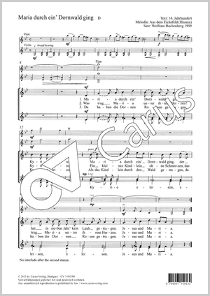 Blest Mary wanders through the thorn Score, separate edition from a choral collection