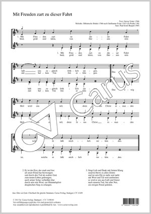 Mit Freuden zart zu dieser Fahrt Partitur, Einzelausgabe aus Chorbuch