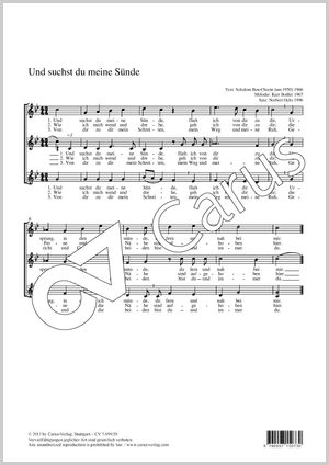 Und suchst du meine Sünde Partitur, Einzelausgabe aus Chorbuch