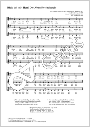 Bleib bei mir, Herr! Der Abend bricht herein Partition, édition séparée avec recueil de musique chorale