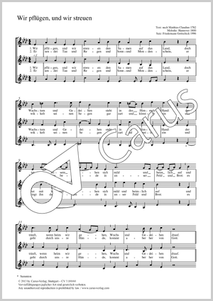 Wir pflügen und wir streuen Score, separate edition from a choral collection