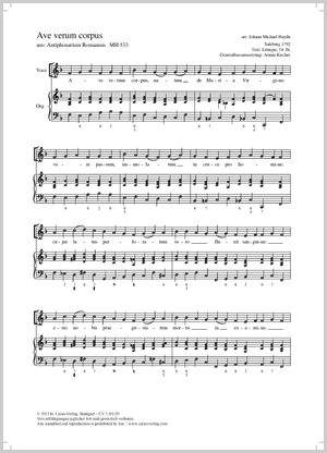 Ave verum corpus aus: Antiphonarium Romanum Partitur, Einzelausgabe aus Chorbuch