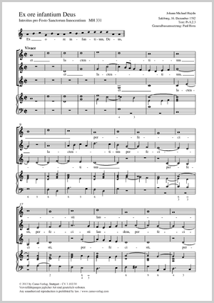 Ex ore infantium Deus Introitus pro Festo Sanctorum Innocentium Score, separate edition from a choral collection