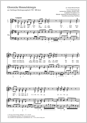 Glorreiche Himmelskönigin aus: Salzburger Kirchengesangsbuch 1790 Score, separate edition from a choral collection