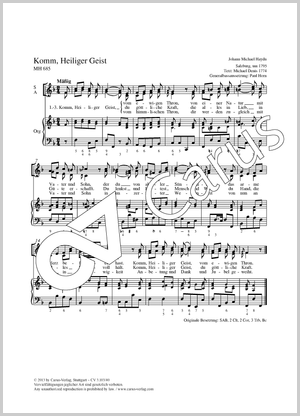 Komm, Heiliger Geist Score, separate edition from a choral collection