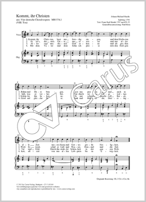Kommt, ihr Christen aus: Vier deutsche Choralvespern Partitur, Einzelausgabe aus Chorbuch