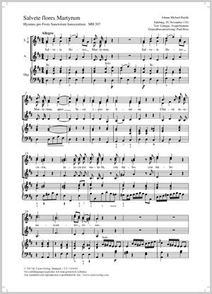 Salvete flores Martyrum Hymnus pro Festo Sanctorum Innocentium Score, separate edition from a choral collection