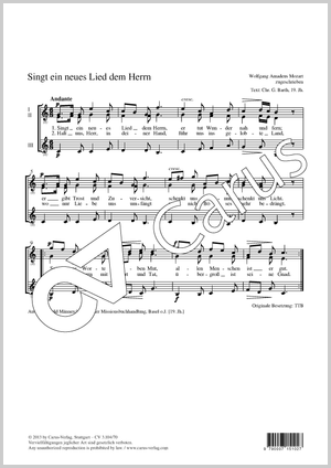 Singt ein neues Lied dem Herrn Partition, édition séparée avec recueil de musique chorale