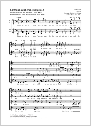 extrait de : La Création Partition, édition séparée avec recueil de musique chorale