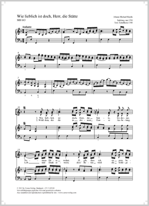 Wie lieblich ist doch, Herr, die Stätte Score, separate edition from a choral collection