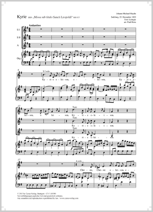 Kyrie aus: Missa sub titulo Sancti Leopoldi Score, separate edition from a choral collection