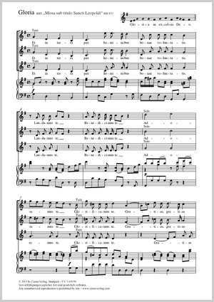 Gloria aus: Missa sub titulo Sancti Leopoldi Score, separate edition from a choral collection