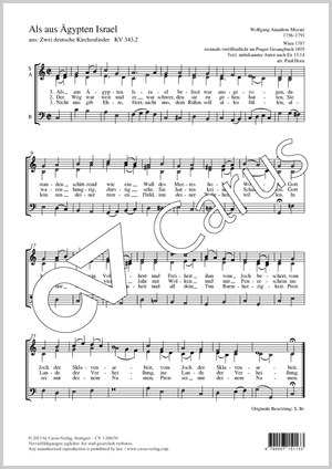 Wolfgang Amadeus Mozart / Paul Horn (arr.): Als aus Ägypten Israel - Noten | Carus-Verlag