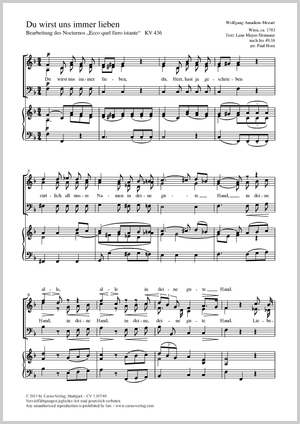 Du wirst uns immer lieben Partition, édition séparée avec recueil de musique chorale