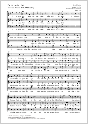 Er ist mein Hirt aus: Sechs Psalmen Partitur, Einzelausgabe aus Chorbuch
