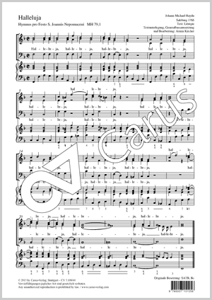 Halleluja Hymnus pro Festo S. Joannis Nepomuceni Partitur, Einzelausgabe aus Chorbuch, In dieser Ausgabe / in this edition: Coro SAB, Bc