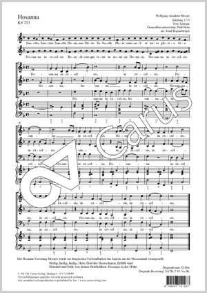 Wolfgang Amadeus Mozart: Hosanna - Noten | Carus-Verlag