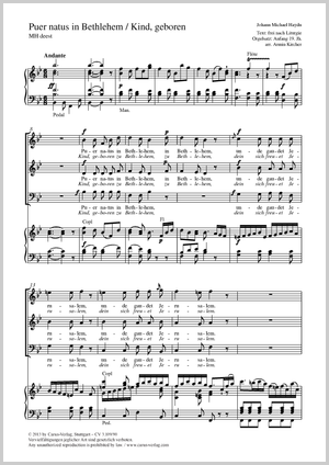 Johann Michael Haydn: Puer natus in Bethlehem (Kind, geboren zu Bethlehem) - Noten | Carus-Verlag