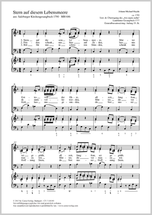 Stern auf diesem Lebensmeere aus: Salzburger Gesangsbuch 1790 Score, separate edition from a choral collection