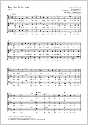 Johann Michael Haydn: Tenebrae factae sunt - Sheet music | Carus-Verlag