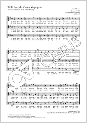 extrait de : Six Psaumes Partition, édition séparée avec recueil de musique chorale