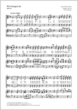 Johann Michael Haydn: Wir bringen dir - Noten | Carus-Verlag