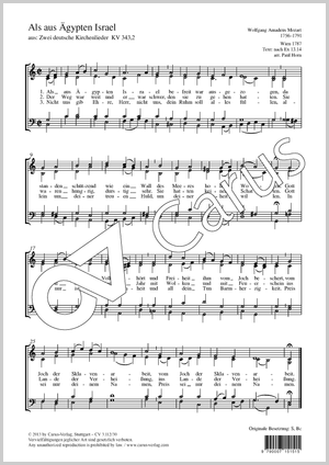 Thumbnail: Wolfgang Amadeus Mozart / Paul Horn (arr.): Als aus Ägypten Israel