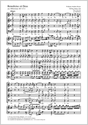 Wolfgang Amadeus Mozart / Paul Horn (arr.): Benedictus sit Deus - Noten | Carus-Verlag