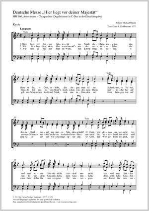 Johann Michael Haydn: Deutsche Messe - Noten | Carus-Verlag