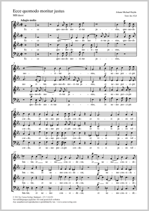 Ecce quomodo moritur justus Score, separate edition from a choral collection