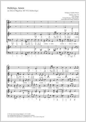 Wolfgang Amadeus Mozart: Halleluja. Amen - Noten | Carus-Verlag