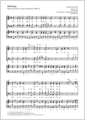 Halleluja Hymnus pro Festo S. Joannis Nepomuceni Partitur, Einzelausgabe aus Chorbuch