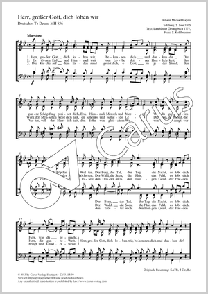 Herr, großer Gott, dich loben wir Deutsches Te Deum Score, separate edition from a choral collection