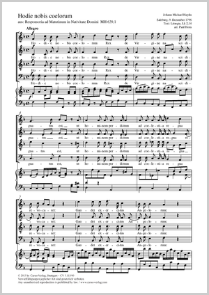 Hodie nobis coelorum aus: Responsoria ad Matutinum in Nativitate Domini Score, separate edition from a choral collection