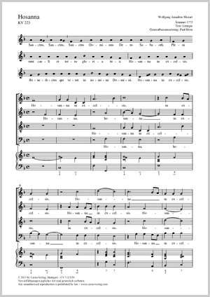 Hosanna Partition, édition séparée avec recueil de musique chorale