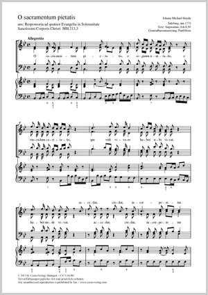 O sacramentum pietatis aus: Responsoria ad quatuor Evangelia in Solemnitate Sanctissimi Corporis Christi Score, separate edition from a choral collection